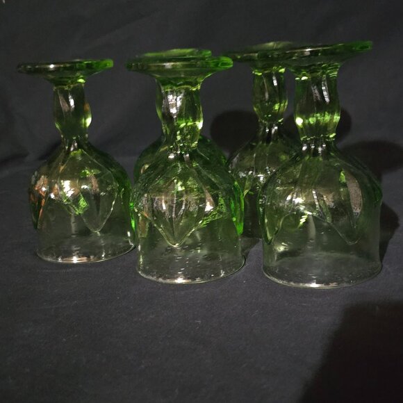 Vtg 1970's USA Franciscan Cabaret Green Glassware Water Goblet 6" (x5) - Picture 7 of 7